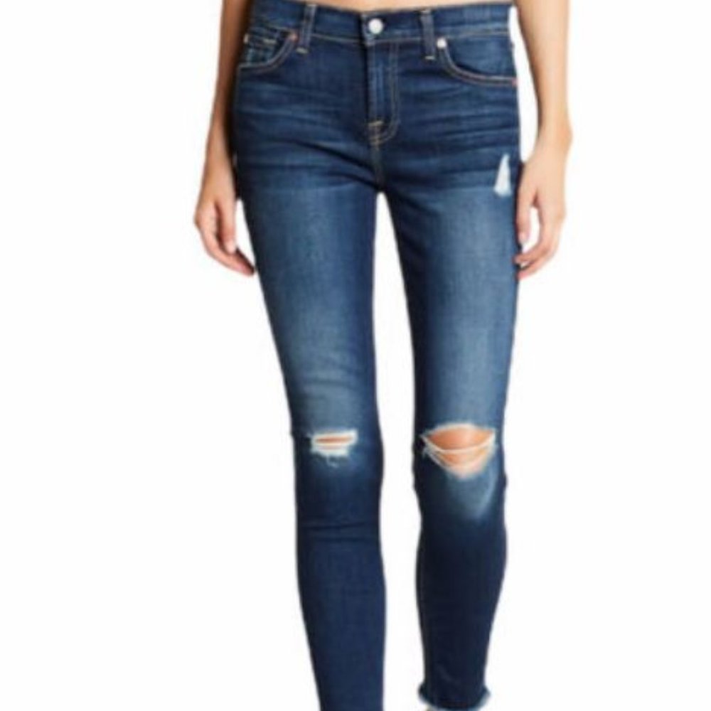 7 For All Mankind Distressed Gwenevere Ankle Denim Jean Size 25